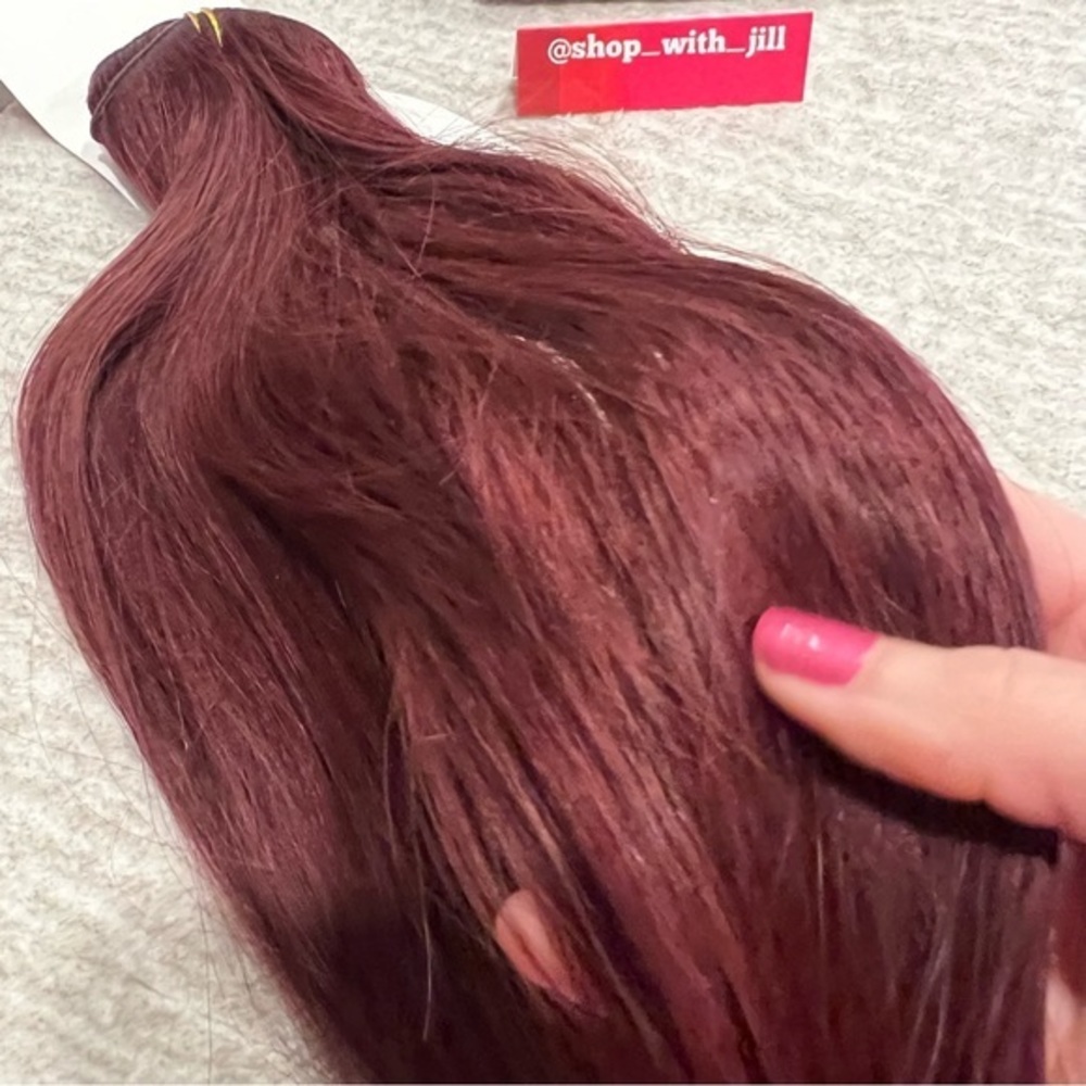 18” Burgundy #99J Lace Clip In 100% Human Hair Extensions Item#CA - Picture 10 of 17